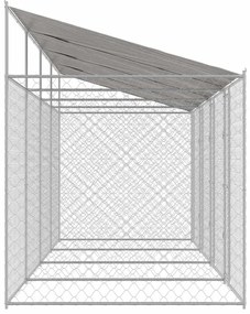 vidaXL Κλουβί Σκυλιού με Στέγη Ασημί 800 x 200 x 258 εκ Χάλυβας και PE