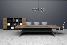 PROLINE Τραπέζι Συνεδρίου Απόχρωση Καρυδί Δρυς - Μαύρο   1τμχ