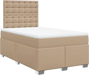 vidaXL Κρεβάτι Boxspring με Στρώμα Καπουτσίνο 120x190εκ.από Συνθ.Δέρμα