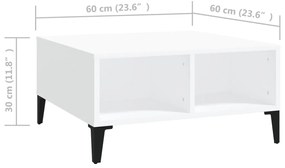 Τραπεζάκι Σαλονιού Λευκό 60 x 60 x 30 εκ. Επεξεργασμένο Ξύλο - Λευκό