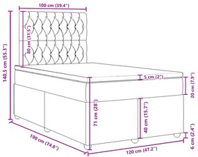 Κρεβάτι Boxspring με Στρώμα Κρεμ 120x190 εκ. Υφασμάτινο - Κρεμ