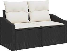 vidaXL Σετ Καναπέ 8 τμχ. Μαύρο και Κρεμ Λευκό 55 x 55 x 37 εκ
