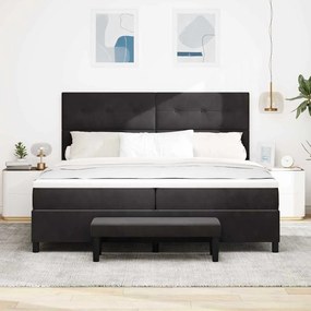 vidaXL Κρεβάτι με ελατήρια με στρώμα Μαύρο 200 x 200 cm Βελούδο