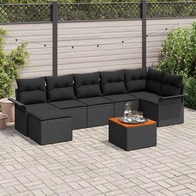 vidaXL Σετ Καναπέ Κήπου 8 pcs Μαύρο Πολυ ράταν