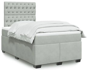 vidaXL Κρεβάτι Boxspring με Στρώμα Ανοιχτό Γκρι 120x200 εκ. Βελούδινο