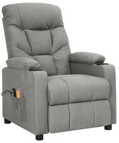 vidaXL Πολυθρόνα Μασάζ Ηλεκτρική Ανοιχτό Γκρι Υφασμάτινη