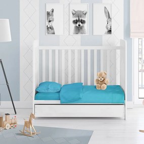 Σεντόνι Βρεφικό Solid Με Λάστιχο 493 Turquoise DimCol Cradle 70x155cm 100% Βαμβάκι