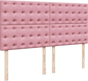 vidaXL Κρεβάτι Boxspring με Στρώμα Ροζ 180x200 εκ. Βελούδινο