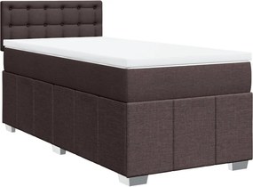vidaXL Κρεβάτι Boxspring με Στρώμα Σκούρο Καφέ 100x200 εκ. Υφασμάτινο