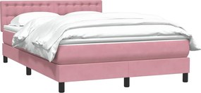 vidaXL Κρεβάτι Boxspring με Στρώμα Ροζ 160x210 εκ. Βελούδινο