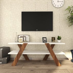 Έπιπλο Τηλεόρασης Λευκό / Καρυδί CATIR 120x33.1x45