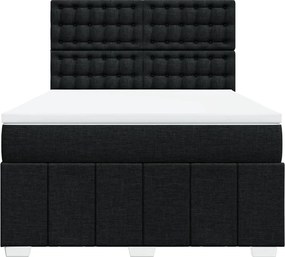 vidaXL Κρεβάτι Boxspring με Στρώμα Μαύρο 140x200 εκ. Υφασμάτινο