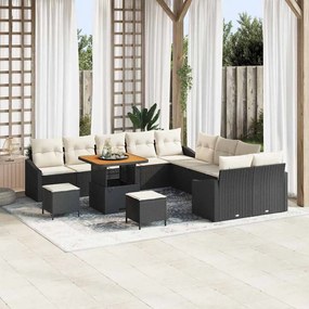 vidaXL Σετ Καναπέ Κήπου με μαξιλάρι 13 pcs Μαύρο Πολυ ράταν