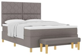 vidaXL Box Spring Bed με Στρώμα & Πάγκο Ταπέτα 160x200 εκ Ύφασμα