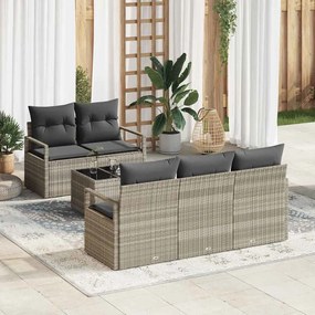 vidaXL Σετ Καναπέ Κήπου με μαξιλάρι 6 pcs Ανοιχτό γκρι 55 x 55 x 37 εκ