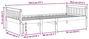 Κρεβάτι Παιδικό Χωρίς Στρώμα Λευκό 90x190 εκ. Μασίφ Ξύλο Πεύκου - Λευκό