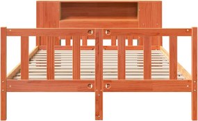 vidaXL Κρεβάτι Βιβλιοθήκη Χωρίς Στρώμα Καφέ 150x200 εκ Μασίφ Πεύκο