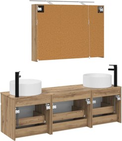 vidaXL Σετ Ντουλαπιών Μπάνιου 4 τμχ. Artisan Δρυς Επεξεργασμένο Ξύλο