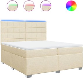 vidaXL Κρεβάτι Boxspring με Στρώμα Κρεμ 200x200 εκ. Υφασμάτινο