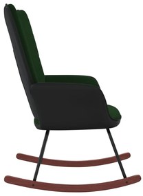 vidaXL Πολυθρόνα Κουνιστή Σκούρο Πράσινο από Βελούδο και PVC