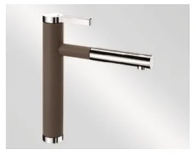 Blanco Linee-S Coffee-Chrome Μπαταρία Κουζίνας με Περιστρεφόμενο Ρουξούνι και Αποσπώμενο Ντους