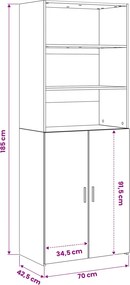 vidaXL Highboard Artisan Δρυς 70 x 42,5 x 185 εκ Επεξεργασμένο Ξύλο