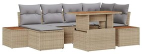 vidaXL Σετ Καναπέ Κήπου με αποθήκευση 7 pcs Μπεζ Πολυ ράταν