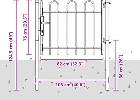 vidaXL Πύλη Φράχτη BOXTEL 103 x 124,5 εκ Χάλυβας με επίστρωση πούδρας