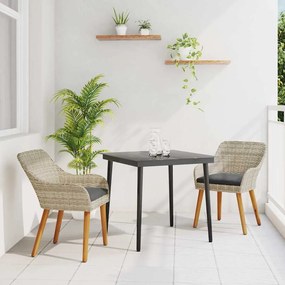 vidaXL Σετ τραπεζαρίας 3 pcs Ανοιχτό γκρι και Μαύρο 80 cm x 80 cm