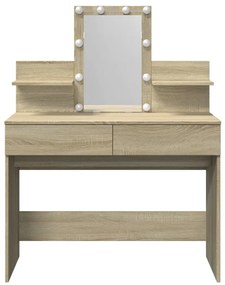 vidaXL Μπουντουάρ με LED Sonoma Δρυς 100x40x130 εκ.