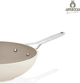 Stewehome Φυσικό κεραμικό τηγάνι wok Κρεμ