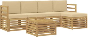 vidaXL Σειρά Καναπέ Εξωτερικού 6 pcs Λευκό και Μπεζ Πολυεστέρας