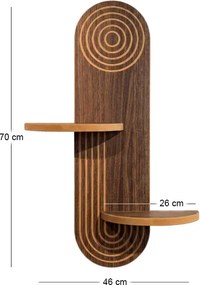 Ραφιέρα τοίχου Artwill Megapap Mdf χρώμα wenge 46x13x70εκ.