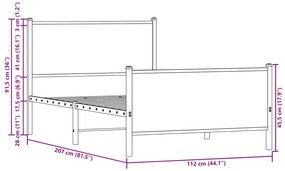 Μεταλλικό σκελετό κρεβατιού χωρίς στρώμα καφέ δρυς 107x203 cm - Καφέ