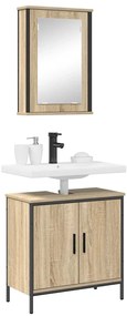 vidaXL Σετ Επίπλων Μπάνιου με ράφι με πόρτα 2 pcs Καφέ 60 x 30 x 60 cm