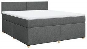 vidaXL Κρεβάτι Boxspring με Στρώμα Σκούρο Γκρι 180x200 εκ Υφασμάτιν