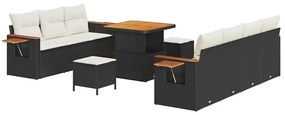 vidaXL Σετ Καναπέ Κήπου με μαξιλάρι 10 pcs Μαύρο Πολυ ράταν