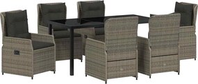 vidaXL Σέτ φαγητού για κήπο 7 pcs Γκρι συνθετικό ρατάν