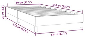 Box Spring Κρεβάτι χωρίς στρώμα Σκούρο γκρι 80x210 cm Βελούδινο - Γκρι