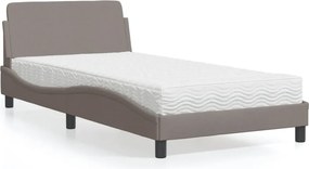 vidaXL Κρεβάτι με Στρώμα Dover Taupe 100 x 200 εκ. Υφασμάτινο