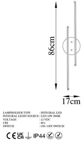 Φωτιστικό τοίχου-απλίκα Expedition LED 16W χρυσό 17x5x86εκ