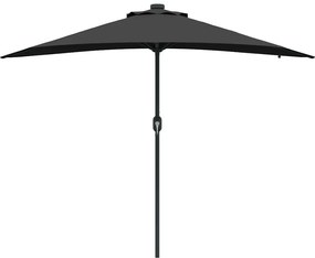 vidaXL Ομπρέλα Κήπου Μαύρο 294 x 150 x 223 εκ ύφασμα