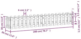 Ζαρντινιέρα με Σχέδιο Φράχτη Μαύρη 200x30x30 εκ. Μασίφ Πεύκο - Μαύρο