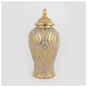 Βάζο Κεραμικό Ασημί &amp; Χρυσό 17.3x17.3x36.8cm 752-20017 Estheti-752-20017-Χρυσό-Ασημί 752-20017