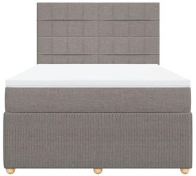 vidaXL Κρεβάτι Boxspring με Στρώμα Taupe 140x190 εκ. Υφασμάτινο