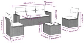 vidaXL Σετ Καναπέ Κήπου 6 τεμ. Μπεζ Συνθετικό Ρατάν με Μαξιλάρια