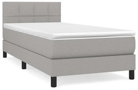 Κρεβάτι Boxspring με Στρώμα Ανοιχτό Γκρι 100x200 εκ. Υφασμάτινο - Γκρι