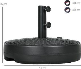 Βάση ομπρέλας, αδιάβροχη, γεμιζόμενη, Ø51x 36H cm, μαύρο