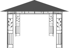 vidaXL Κιόσκι με Σήτα και Φωτάκια LED Ανθρακί 4 x 3 x 2,73 μ.
