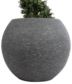 GloboStar® Artificial Garden COLUMBIA 20798 Επιδαπέδιο Πολυεστερικό Τσιμεντένιο Κασπώ Γλάστρα - Flower Pot Γκρι Φ60 x Υ51cm